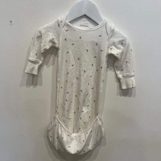 PURE BABY White Sleep Onesie, size 0-3m