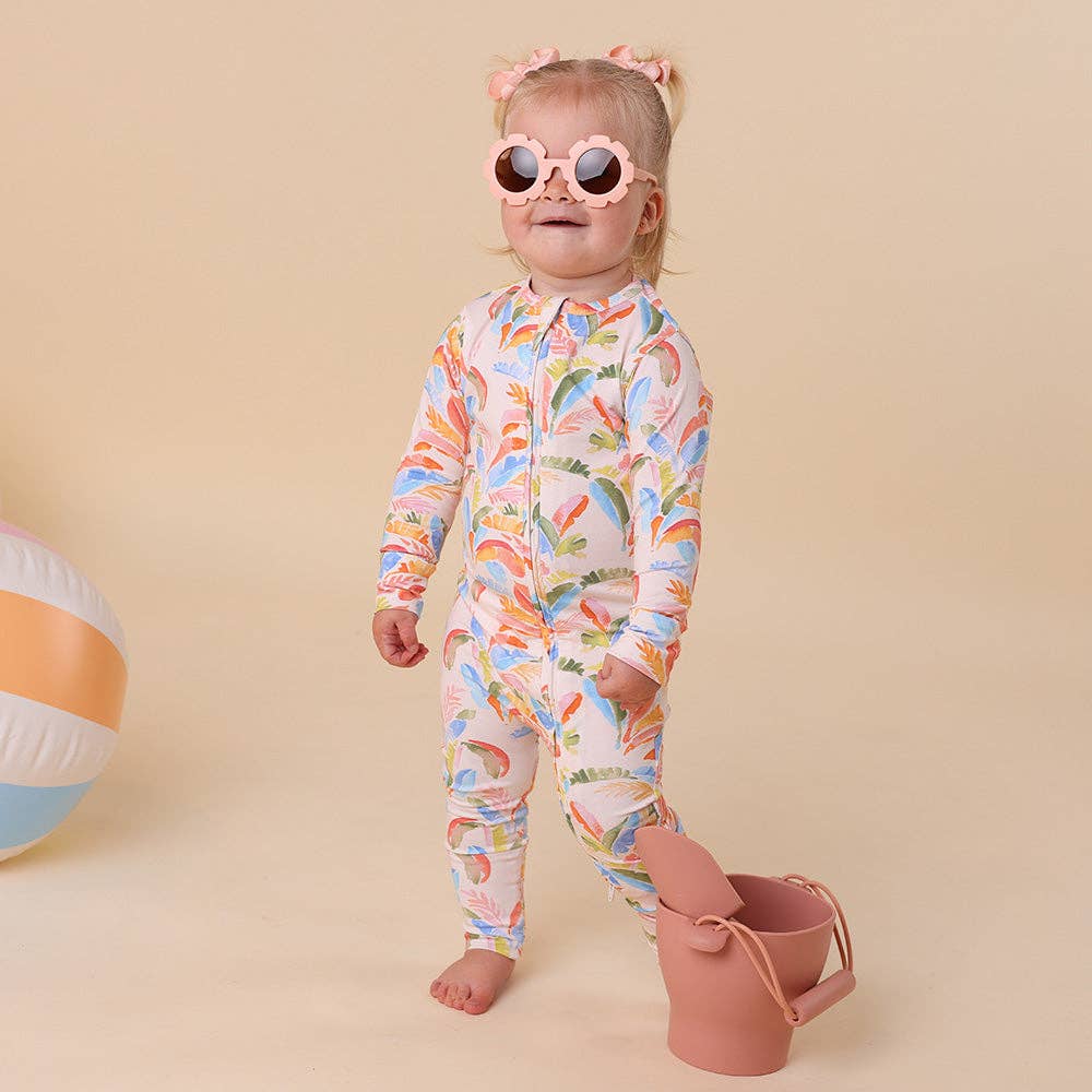 Summer Palm Organic Snugglesuit Convertible Romper