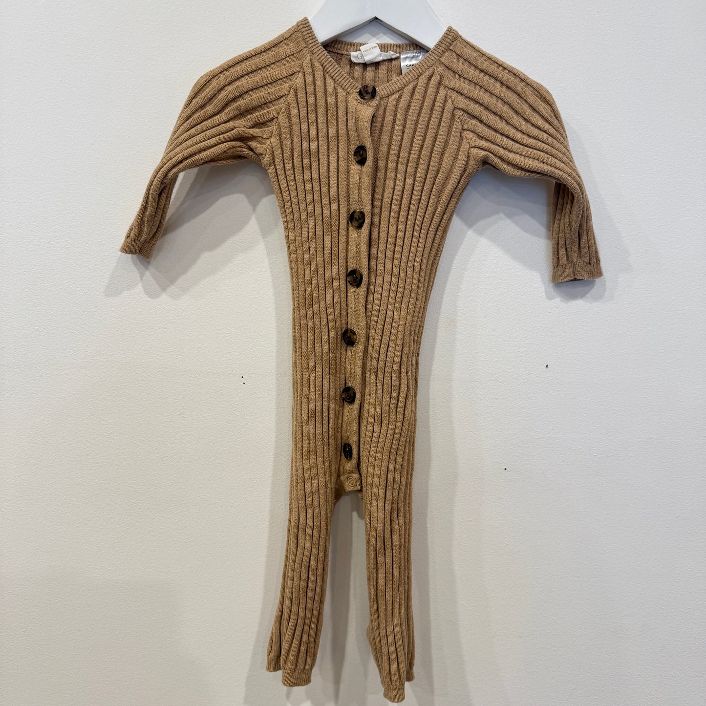 GROWN Brown rib onesie, 6-12m