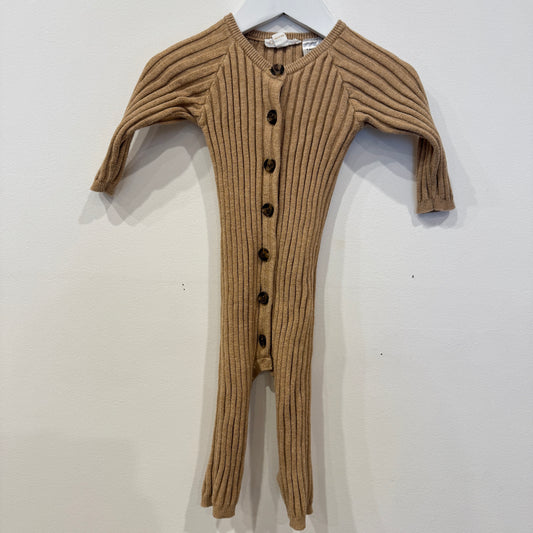 GROWN Brown rib onesie, 6-12m