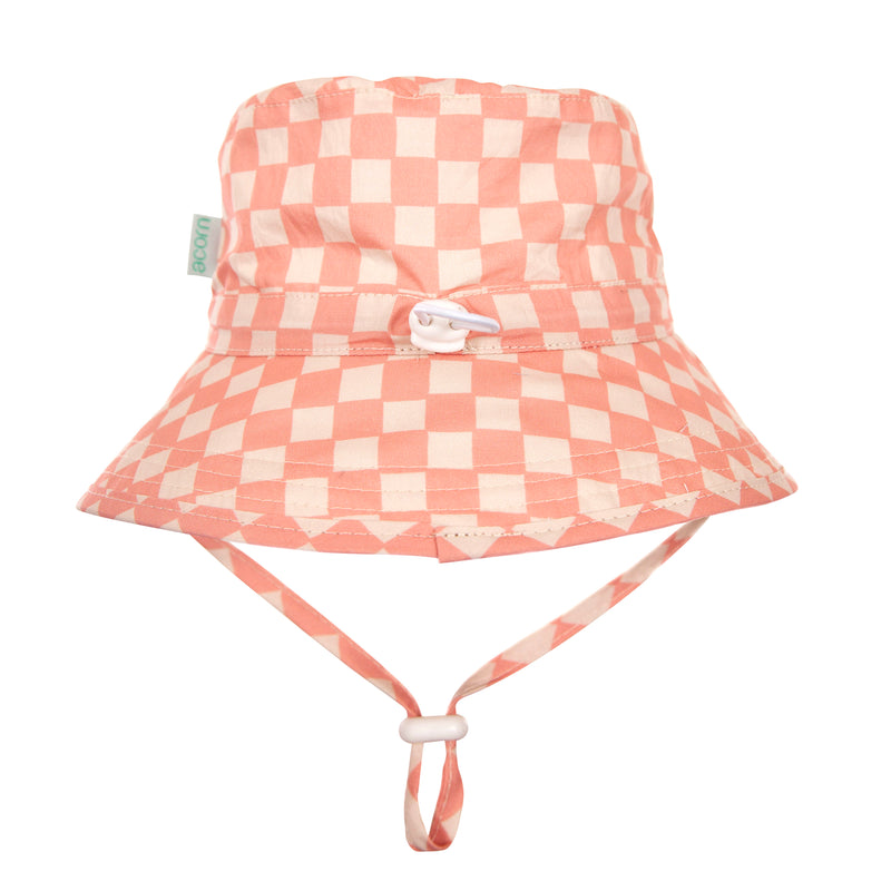 Pink Checks Broad Brimmed Bucket Hat