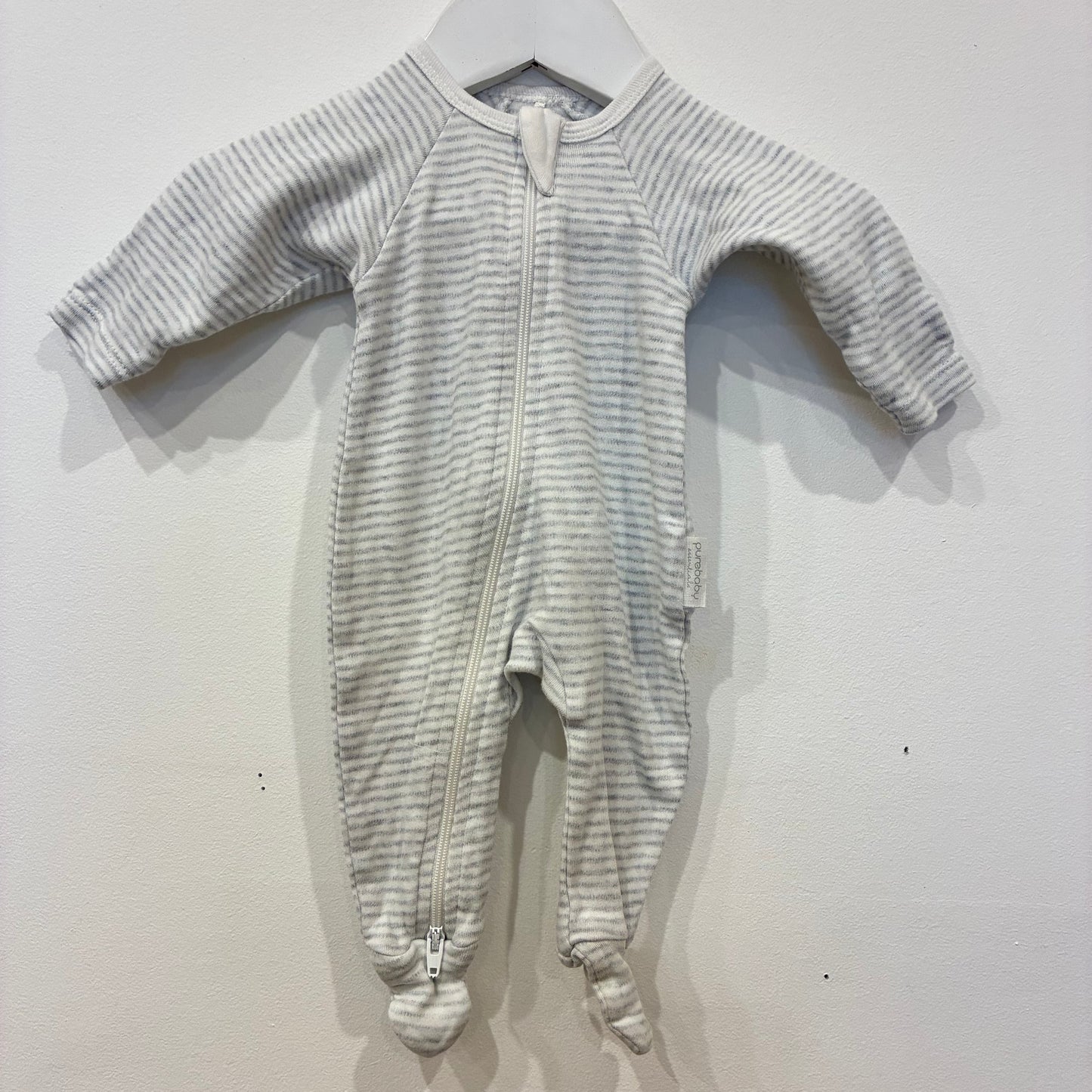 PUREBABY Grey Stripe Zippy, NB