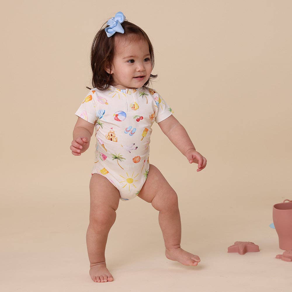Beach Fun Short Sleeve Organic Bodysuit