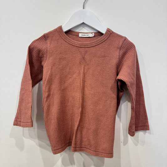 BASSIKE MINI Pink waffle L/S, 5y