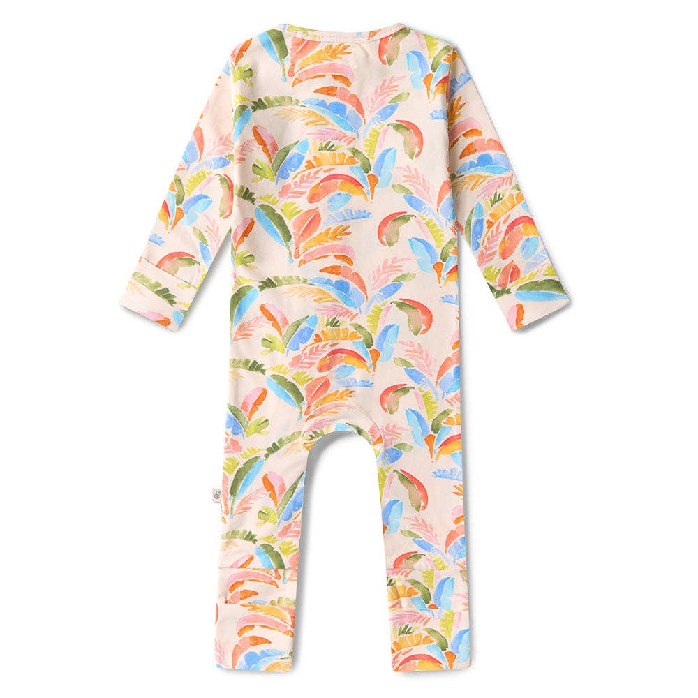 Summer Palm Organic Snugglesuit Convertible Romper