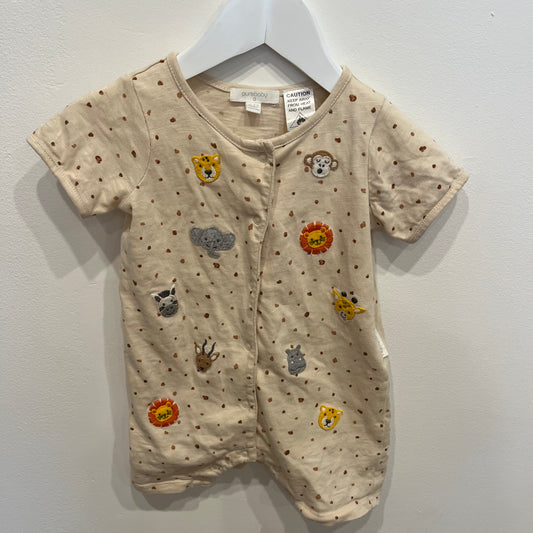PUREBABY Animal Faces Romper, size 6-12m