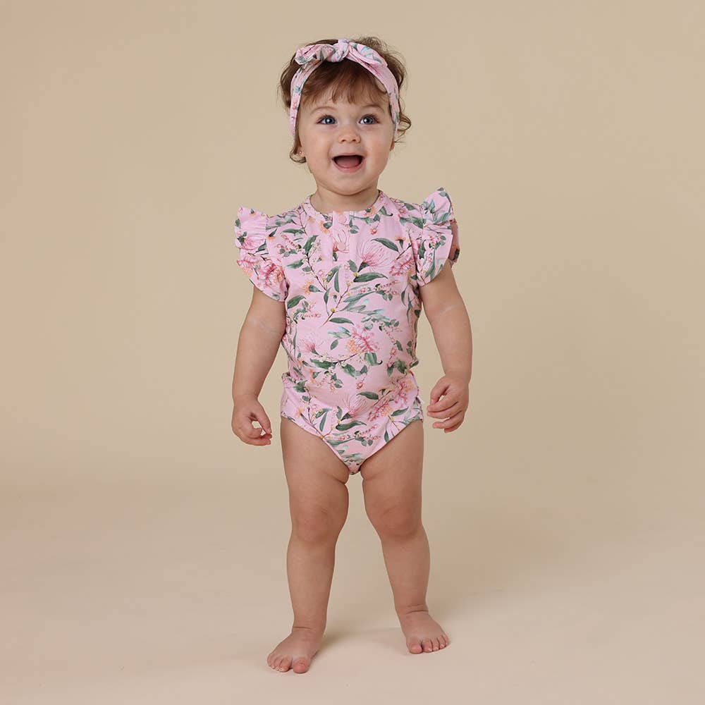 Pink Wattle Short Sleeve Organic Bodysuit