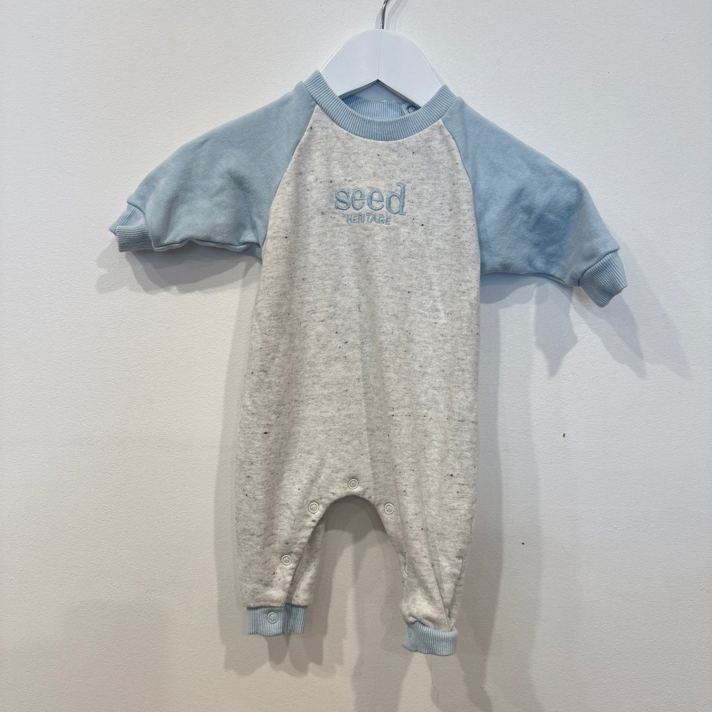 SEED Grey/blue Onesie, 0-3m