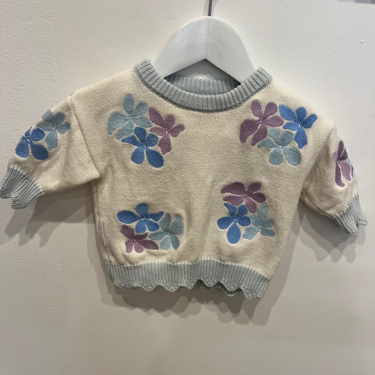 Ziggy Lou floral emb. jumper, size 0-3m