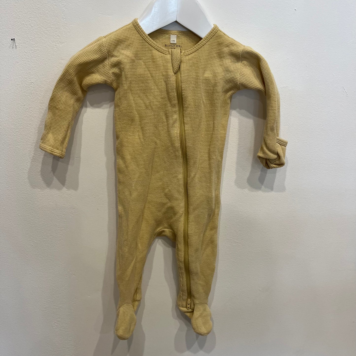Quincy May yellow zipsuit, size 3-6m