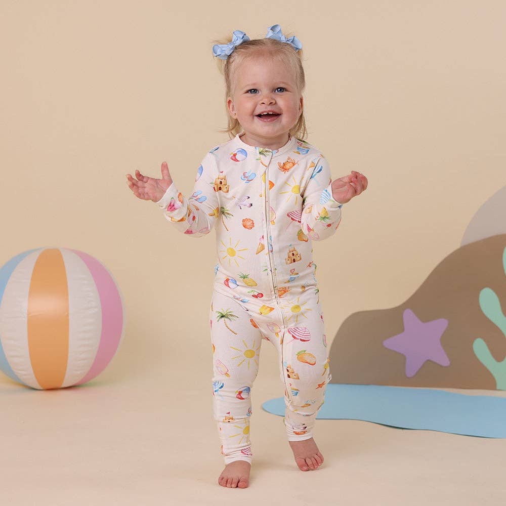 Beach Fun Organic Snugglesuit Convertible Romper