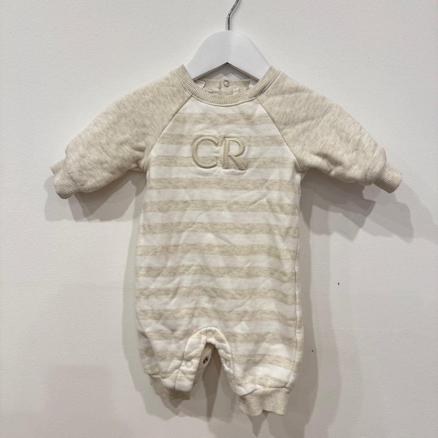 COUNTRY ROAD Cream Stripe Onesie, 0-3m