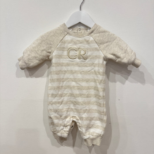 COUNTRY ROAD Cream Stripe Onesie, 0-3m