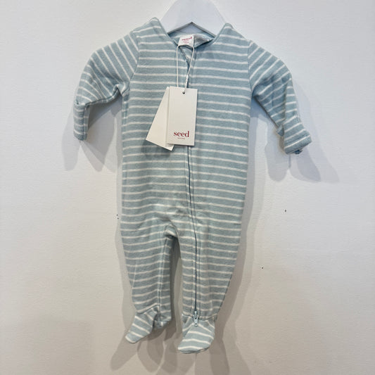 SEED Blue stripe zip suit, 0-3m