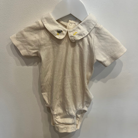 PUREBABY ss collared romper, size 6-12m