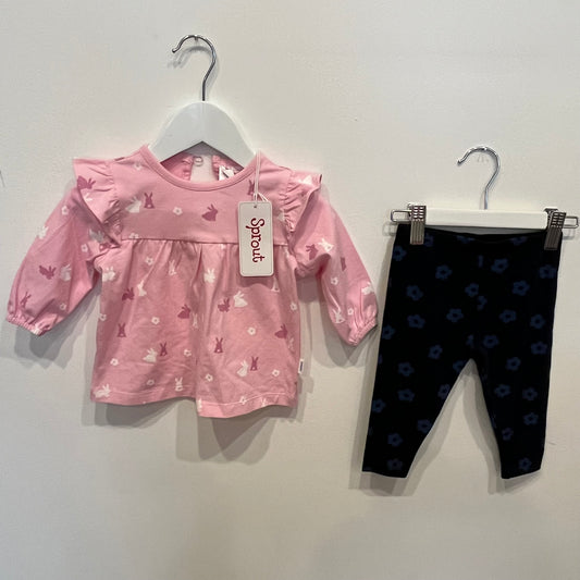 SPROUT Pink Dress & Leggings, size 3-6m