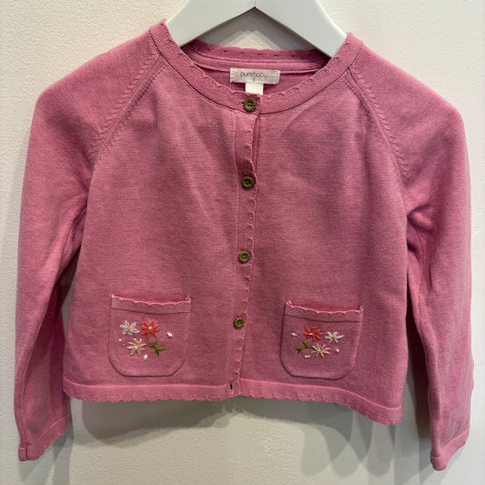 PUREBABY pink cardigan, size 3