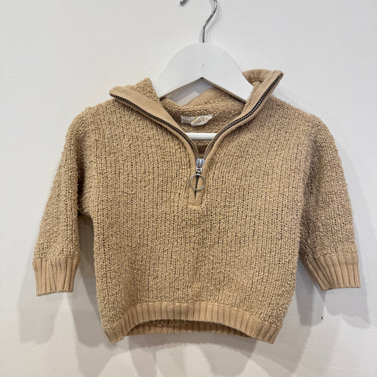 GROWN Brown 1/4 zip jumper, 6-12m