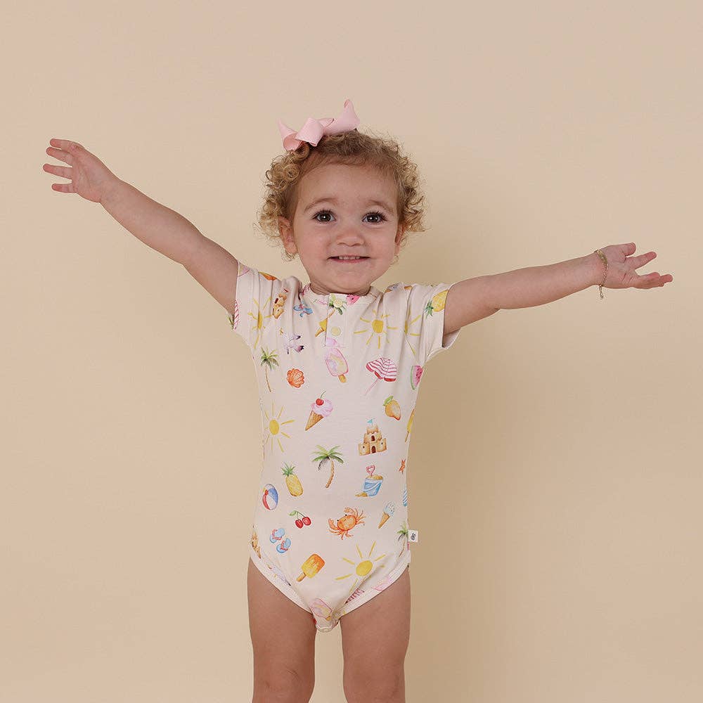 Beach Fun Short Sleeve Organic Bodysuit