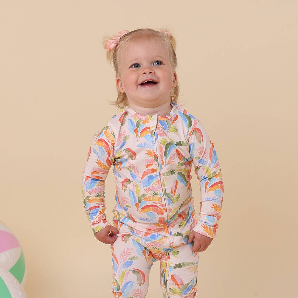 Summer Palm Organic Snugglesuit Convertible Romper