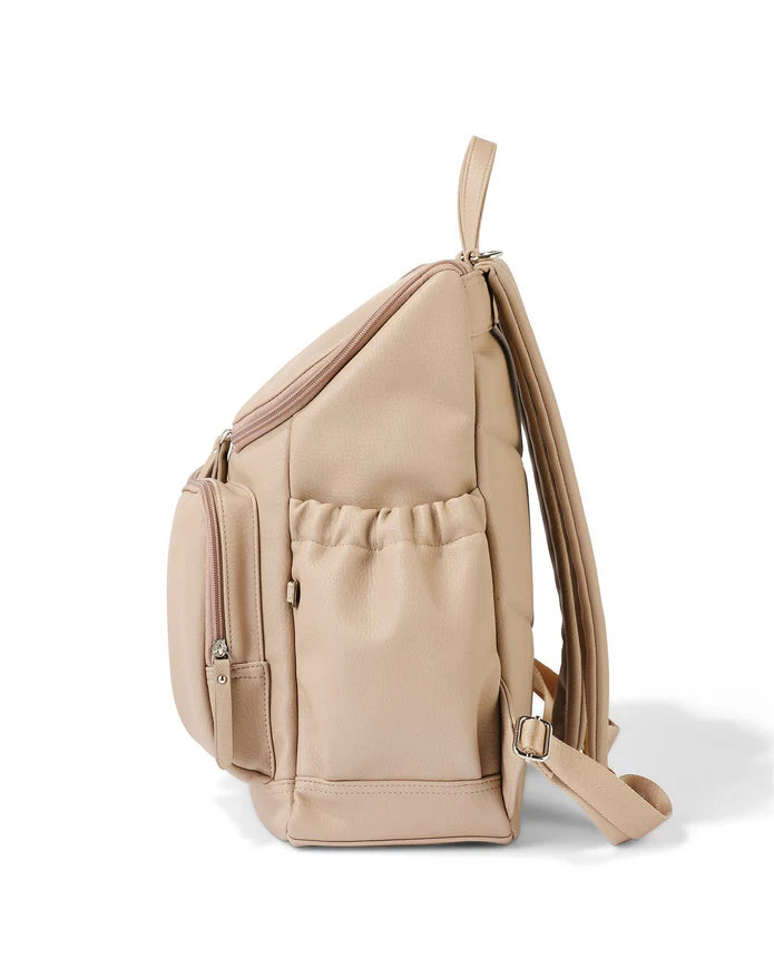 Faux Leather Nappy Backpack- Oat