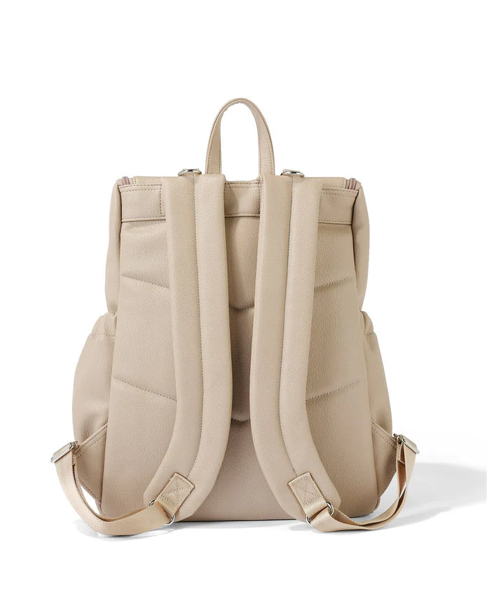 Faux Leather Nappy Backpack- Oat