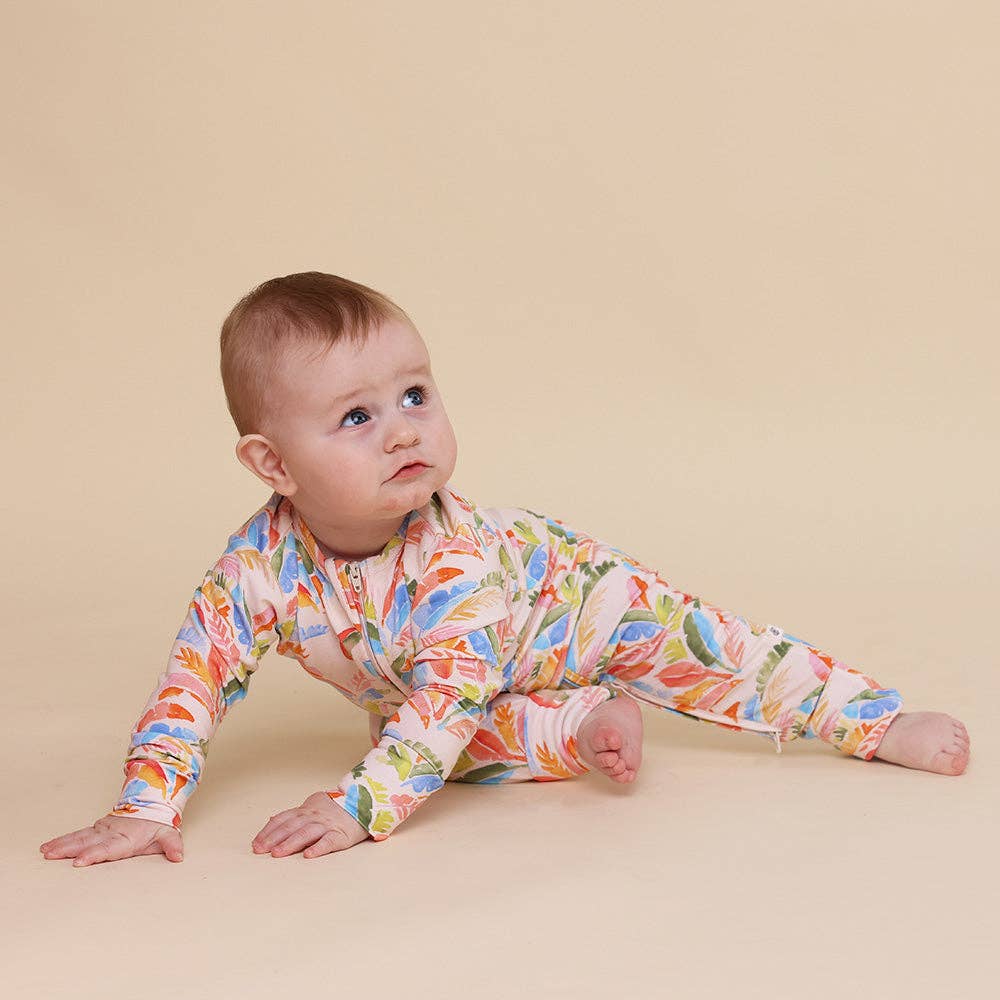 Summer Palm Organic Snugglesuit Convertible Romper