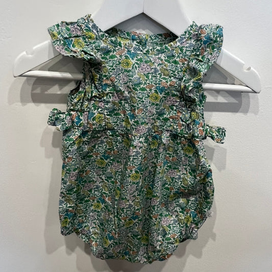 BEBE Green Floral Romper, size 0-3m
