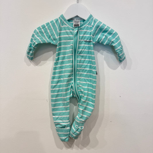 BONDS Aqua stripe Zipsuit, NB