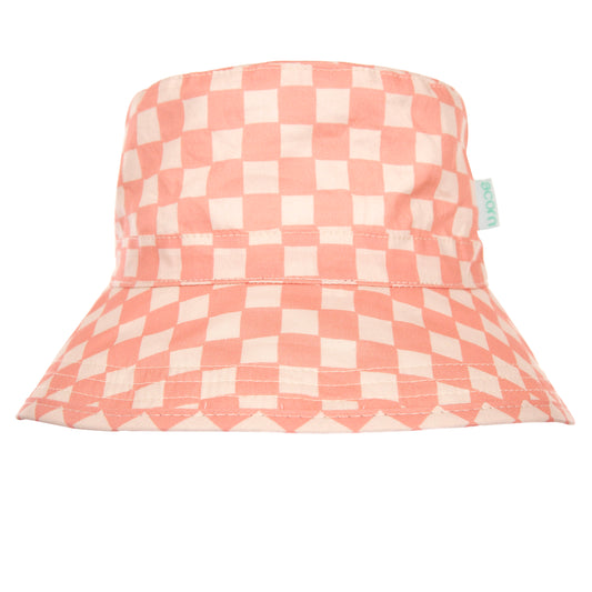 Pink Checks Broad Brimmed Bucket Hat