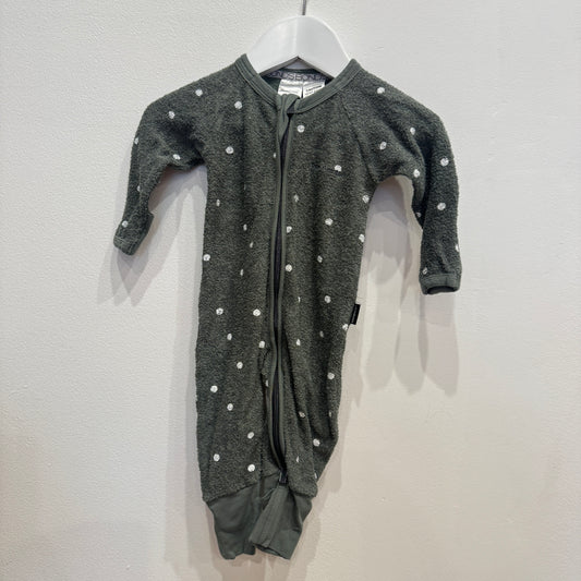 BONDS Towelling Khaki Spot Zipsuit, 0-3m