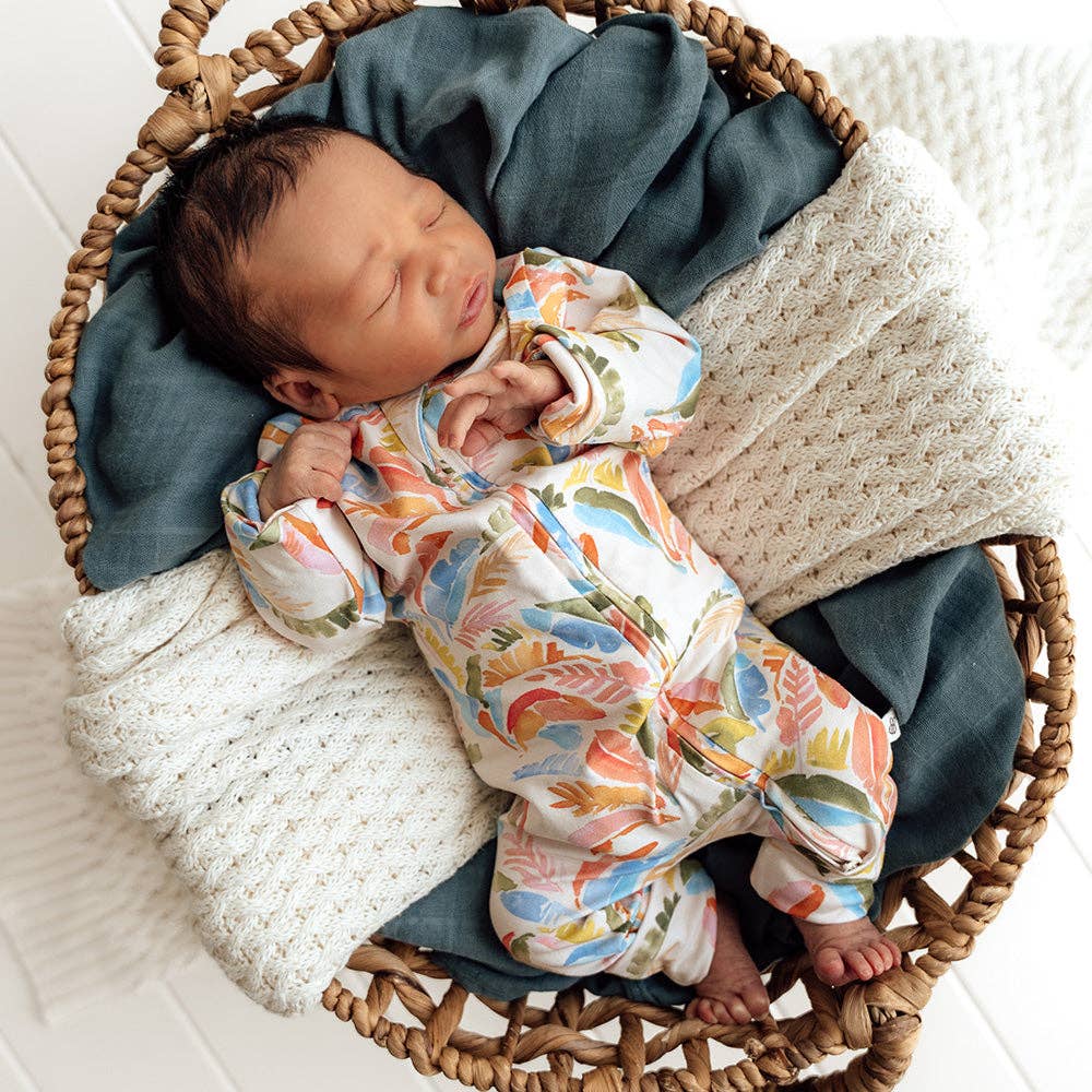 Summer Palm Organic Snugglesuit Convertible Romper