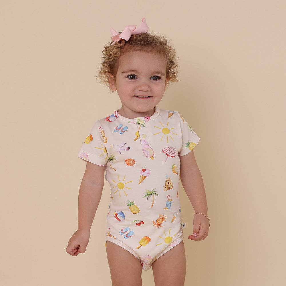 Beach Fun Short Sleeve Organic Bodysuit