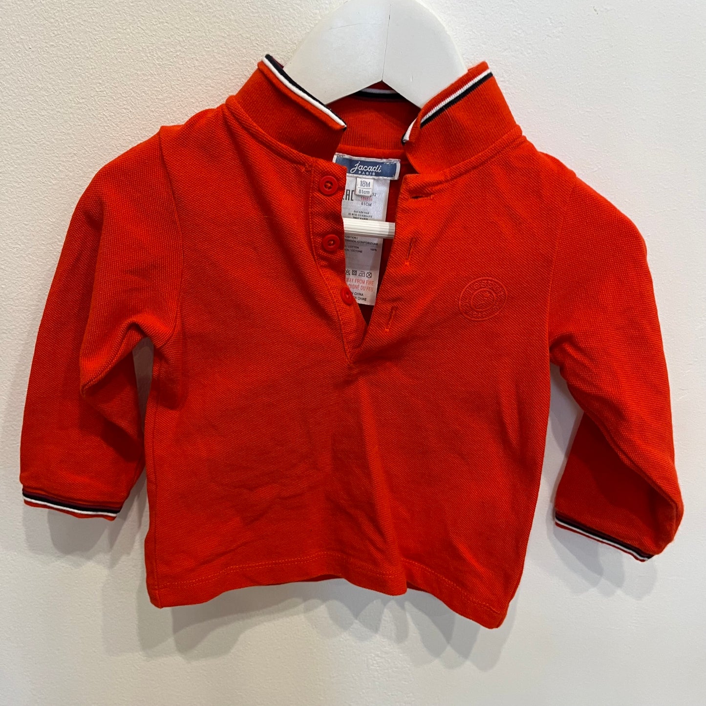 JACADI red ls top, size 18m