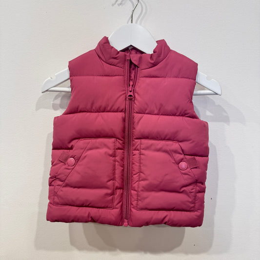 PURE BABY Pink puffer vest. 6-12m