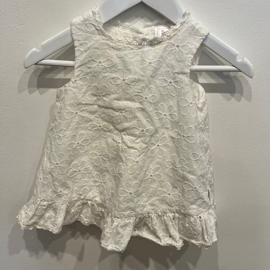SPROUT white flower top, size 3-6m