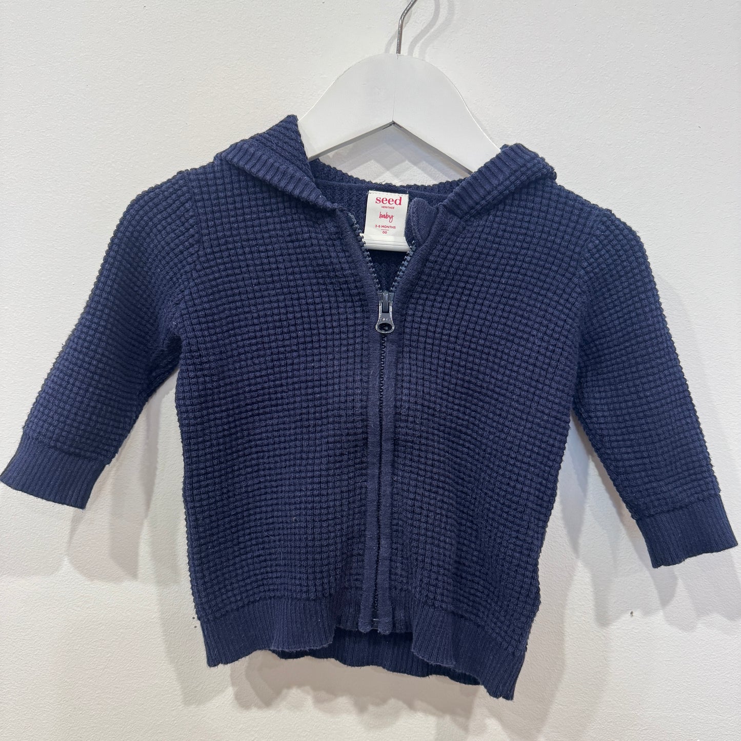 SEED Knitted zip cardi, 3-6m