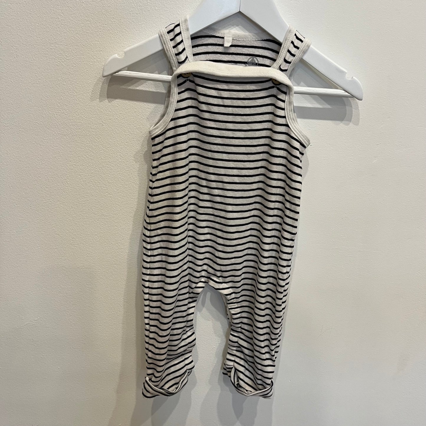 PETIT BATEAU blue stripe overalls, size 24m