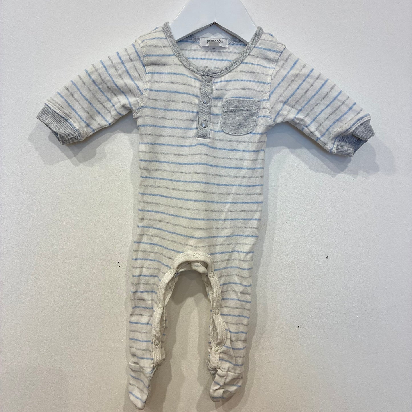 PUREBABY Stripe Onesie, 0-3m