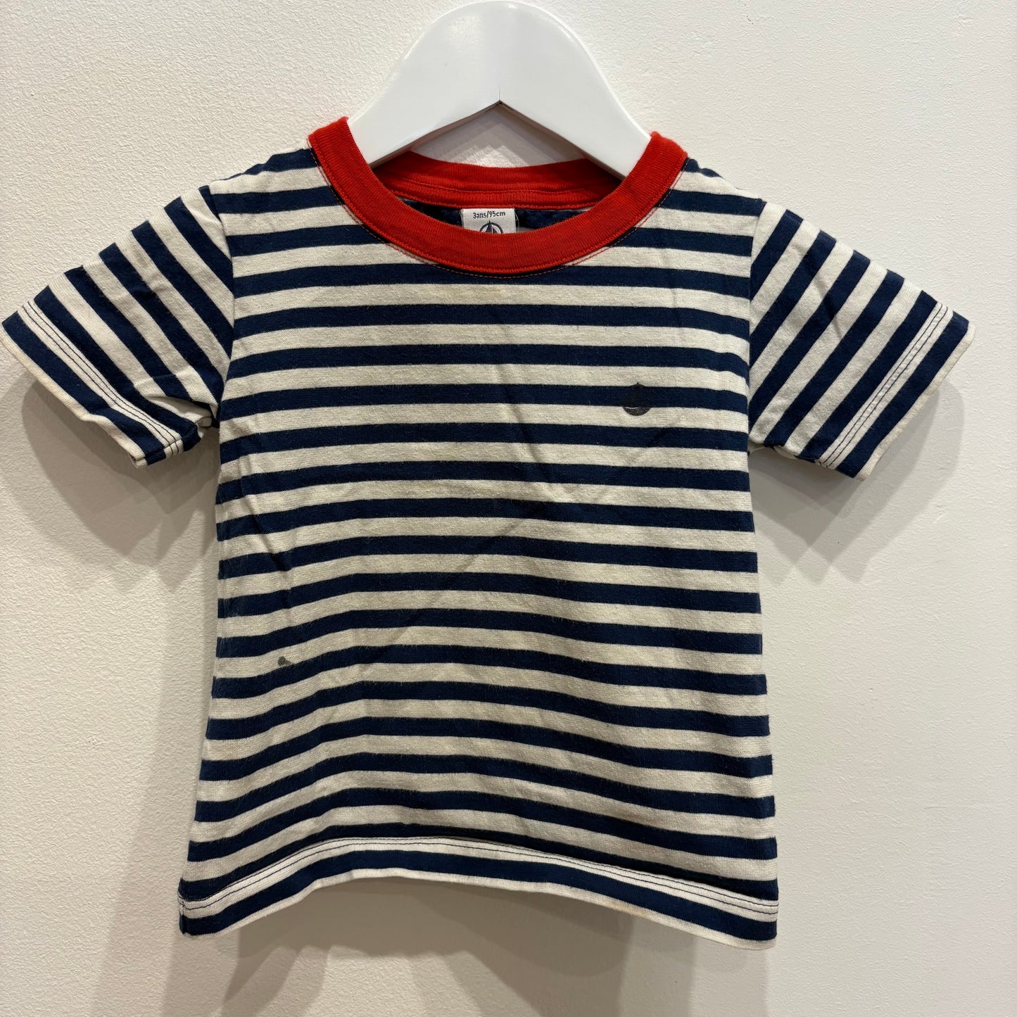 Petit Bateau Stripe & Red Tee, size 3y