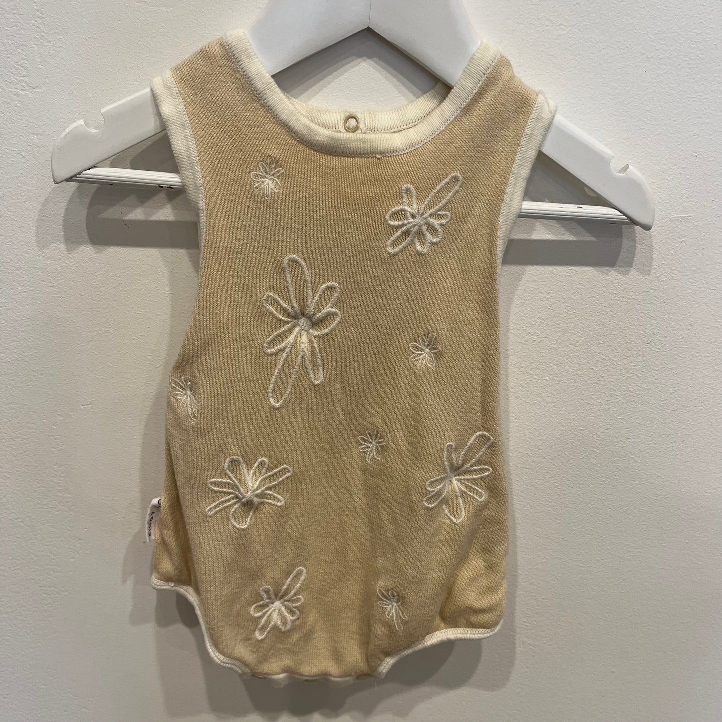 Ziggy Lou cream sleeveless romper, size 3-6m