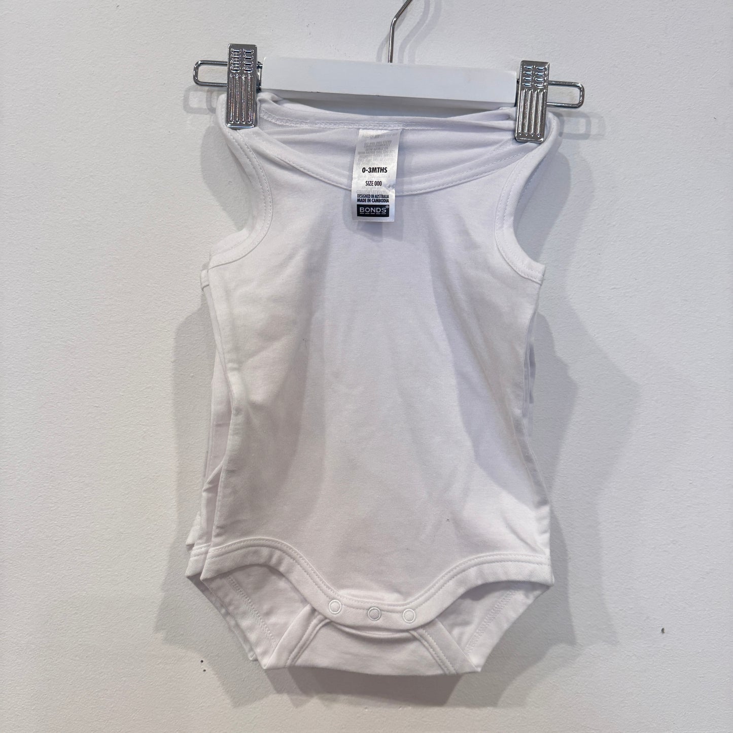BONDS 4 x singlet bodysuits, 0-3m