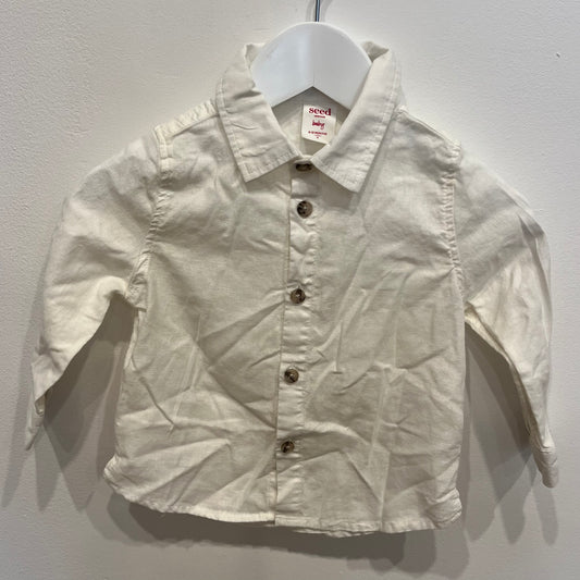 SEED White Linen Shirt, size 6-12,m