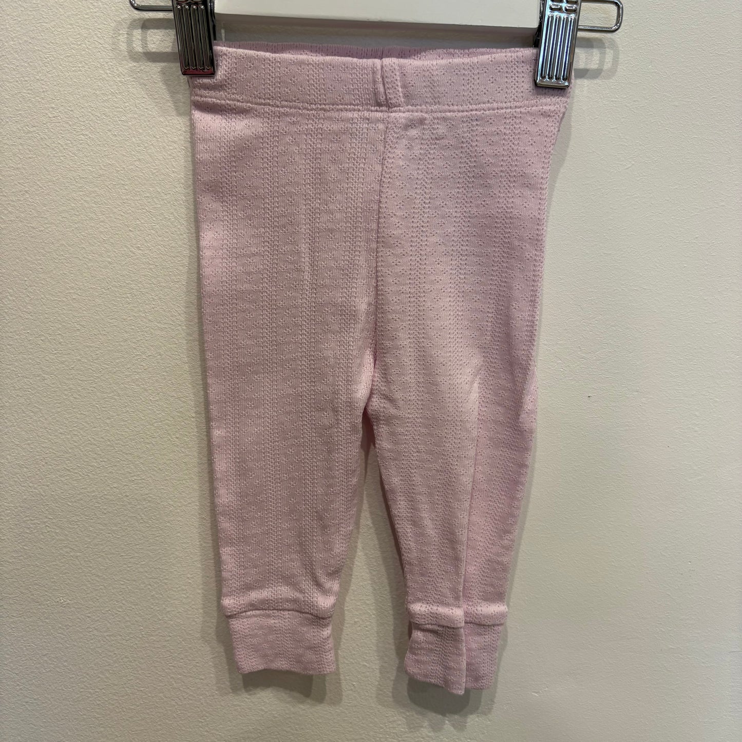 PUREBABY pink pointelle leggings, size 3-6m