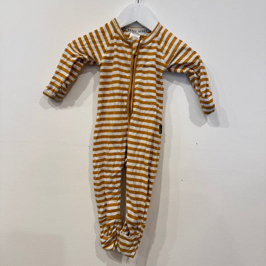BONDS Caramel Stripe zip suit, 3-6m