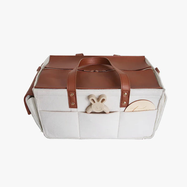 The Caddy Bag -  Vegan Leather Top, Cream and Tan