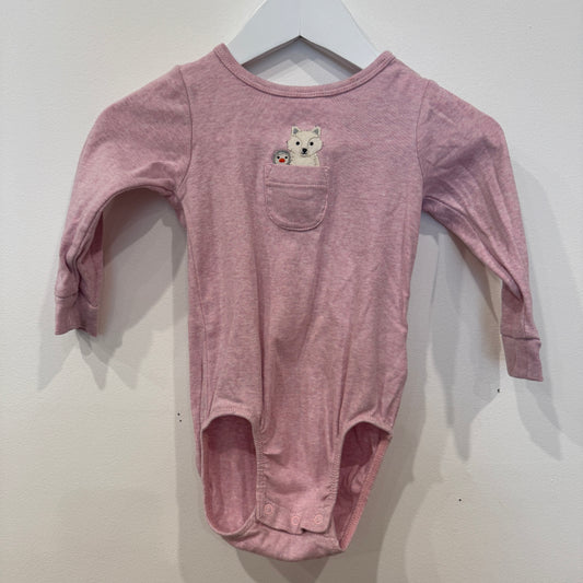 PUREBABY Pink long sleeve bodysuit, 12-18m