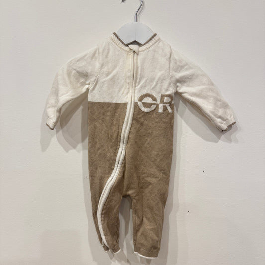 COUNTRY ROAD Cream + Brown knit onesie, 3-6m