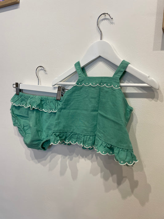 SEED Green & white trim set, size 12-18m
