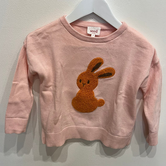 SEED pink bunny jumper, size 3